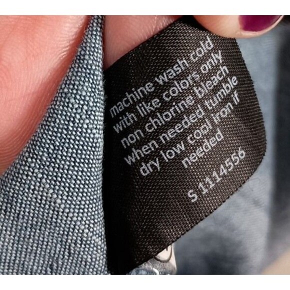 Lane Bryant Square Neck Short Balloon Sleeve Blue Chambray Top Plus Size 18 - Picture 6 of 6